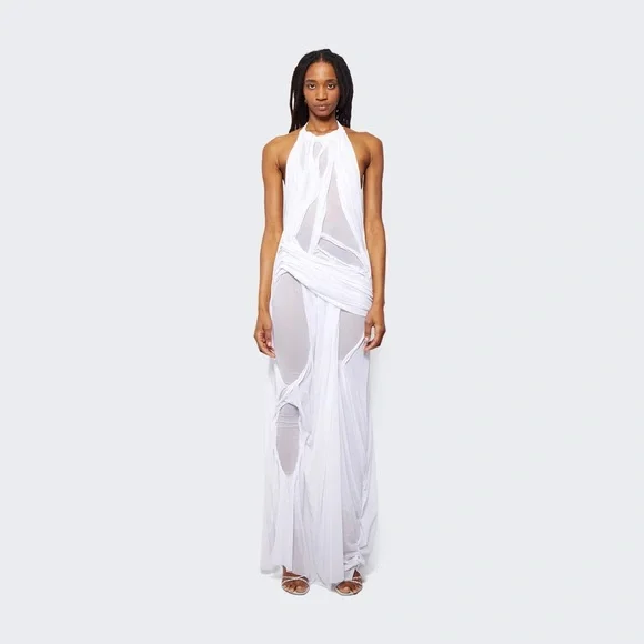 Di Petsa Long Wetlook Dress - greenwatershopping.com